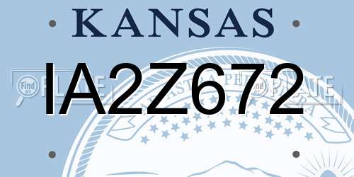 IA2Z672 Kansas License Plate