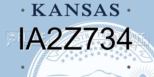 IA2Z734 Kansas License Plate