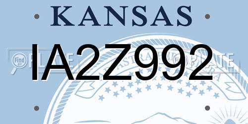 IA2Z992 Kansas License Plate