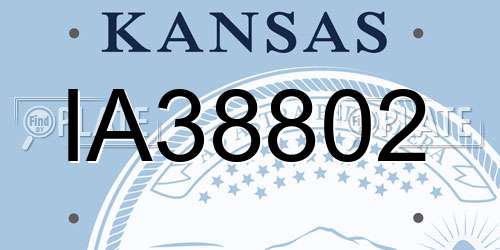 IA38802 Kansas License Plate