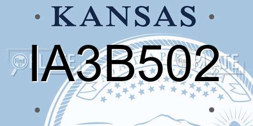 IA3B502 Kansas License Plate