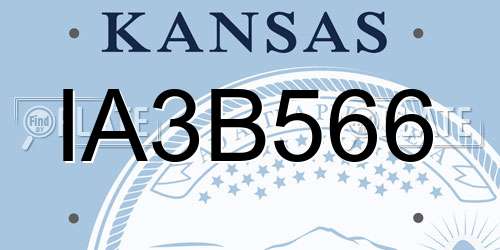 IA3B566 Kansas License Plate