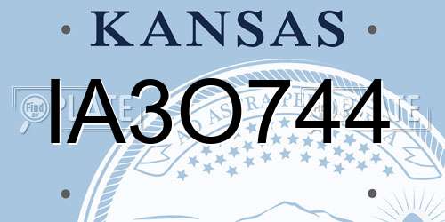 IA3O744 Kansas License Plate