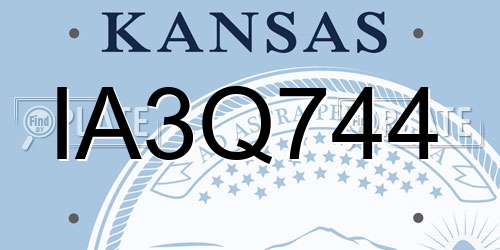 IA3Q744 Kansas License Plate