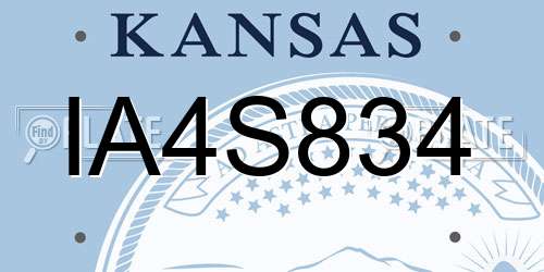 IA4S834 Kansas License Plate