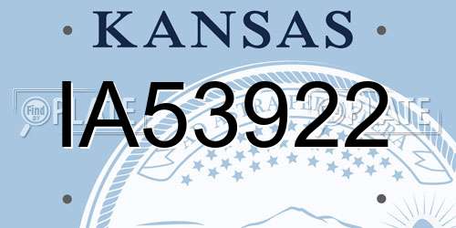 IA53922 Kansas License Plate