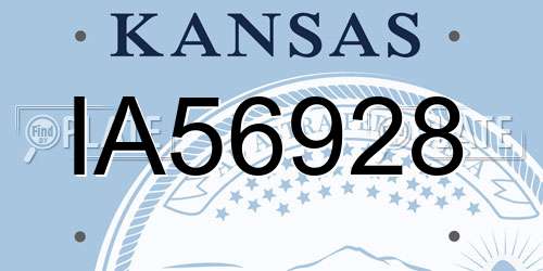 IA56928 Kansas License Plate