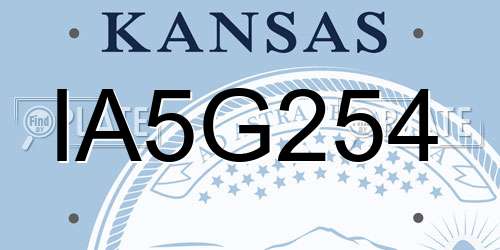 IA5G254 Kansas License Plate