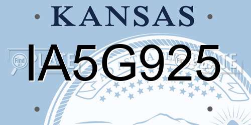 IA5G925 Kansas License Plate