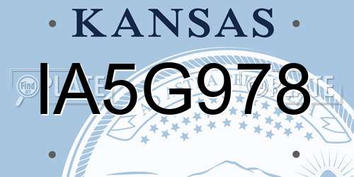 IA5G978 Kansas License Plate