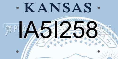 IA5I258 Kansas License Plate