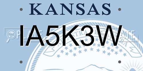 IA5K3W Kansas License Plate