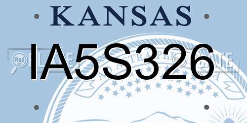 IA5S326 Kansas License Plate