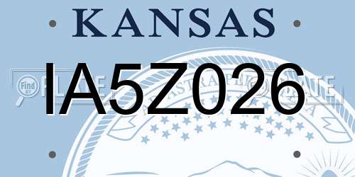 IA5Z026 Kansas License Plate
