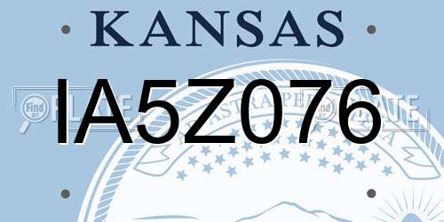 IA5Z076 Kansas License Plate