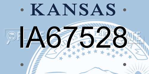 IA67528 Kansas License Plate