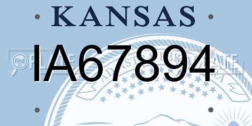 IA67894 Kansas License Plate