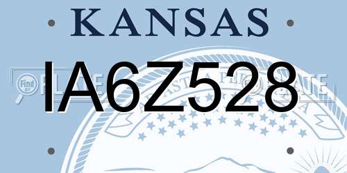 IA6Z528 Kansas License Plate