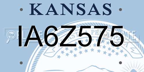 IA6Z575 Kansas License Plate