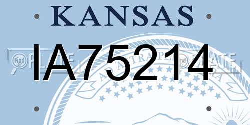 IA75214 Kansas License Plate