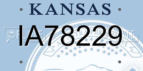 IA78229 Kansas License Plate