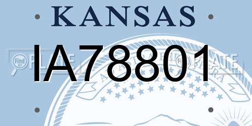 IA78801 Kansas License Plate