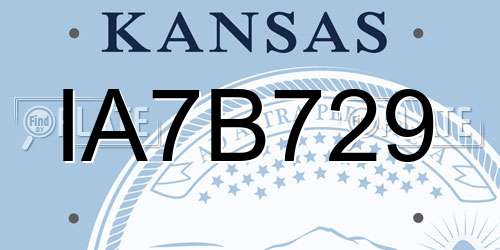 IA7B729 Kansas License Plate