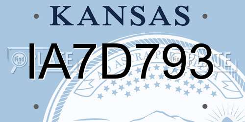 IA7D793 Kansas License Plate