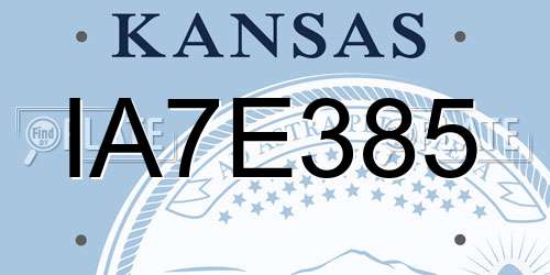 IA7E385 Kansas License Plate