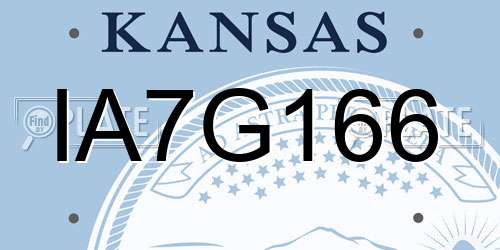IA7G166 Kansas License Plate
