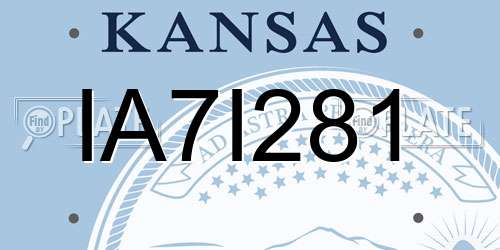 IA7I281 Kansas License Plate