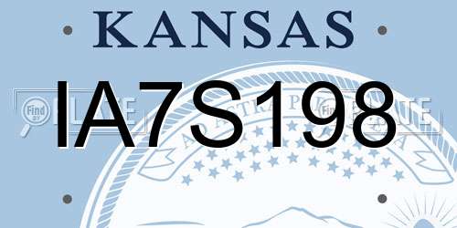 IA7S198 Kansas License Plate
