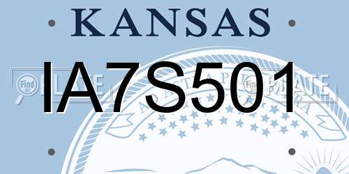 IA7S501 Kansas License Plate
