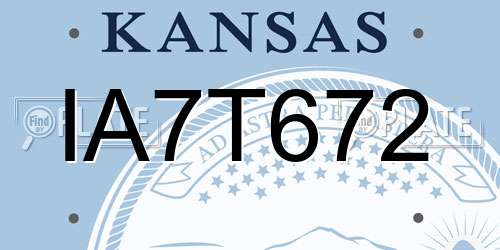 IA7T672 Kansas License Plate