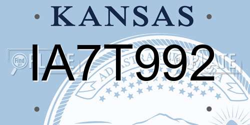IA7T992 Kansas License Plate