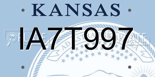 IA7T997 Kansas License Plate