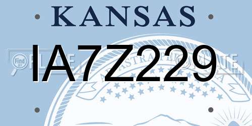 IA7Z229 Kansas License Plate