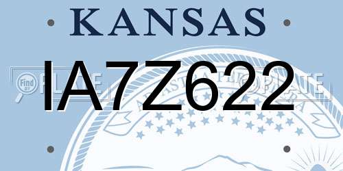 IA7Z622 Kansas License Plate