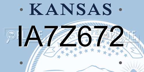 IA7Z672 Kansas License Plate