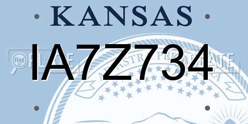 IA7Z734 Kansas License Plate