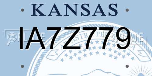 IA7Z779 Kansas License Plate