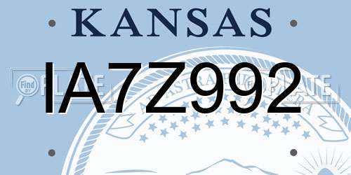 IA7Z992 Kansas License Plate