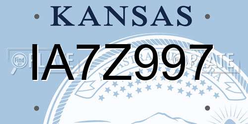 IA7Z997 Kansas License Plate