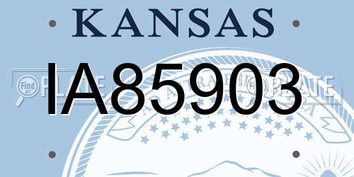 IA85903 Kansas License Plate