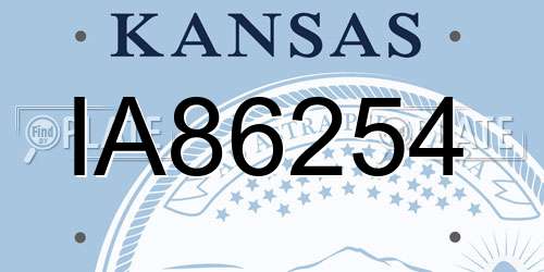 IA86254 Kansas License Plate