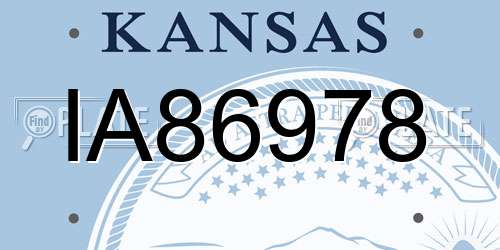 IA86978 Kansas License Plate