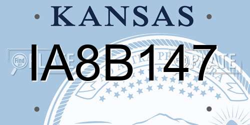 IA8B147 Kansas License Plate