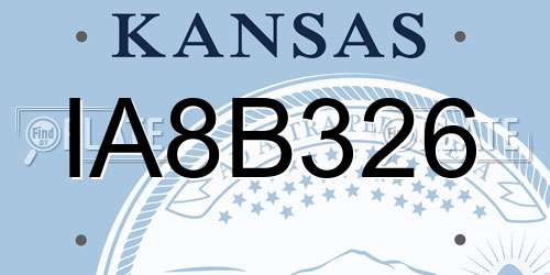 IA8B326 Kansas License Plate