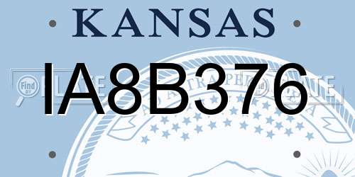 IA8B376 Kansas License Plate