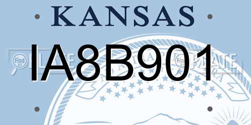 IA8B901 Kansas License Plate